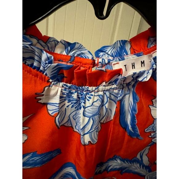 THML Malibu Flower Print Bubble Sleeve Top NWT S - Picture 4 of 8